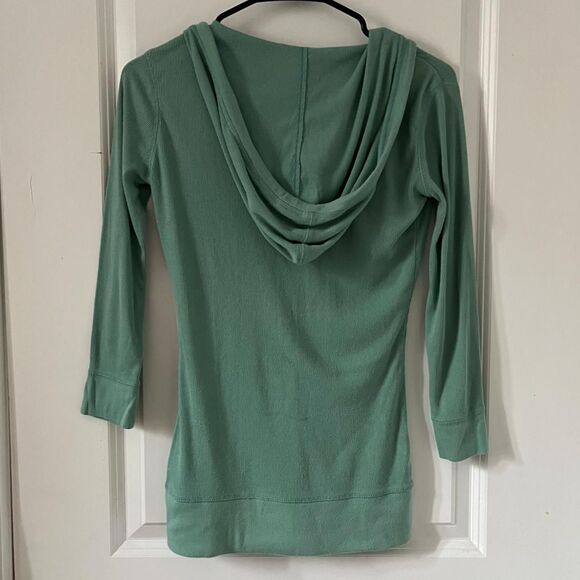 Vintage Y2K Turquoise Henley Hoodie with Pocket from Personal Identity (size S) - Picture 5 of 6